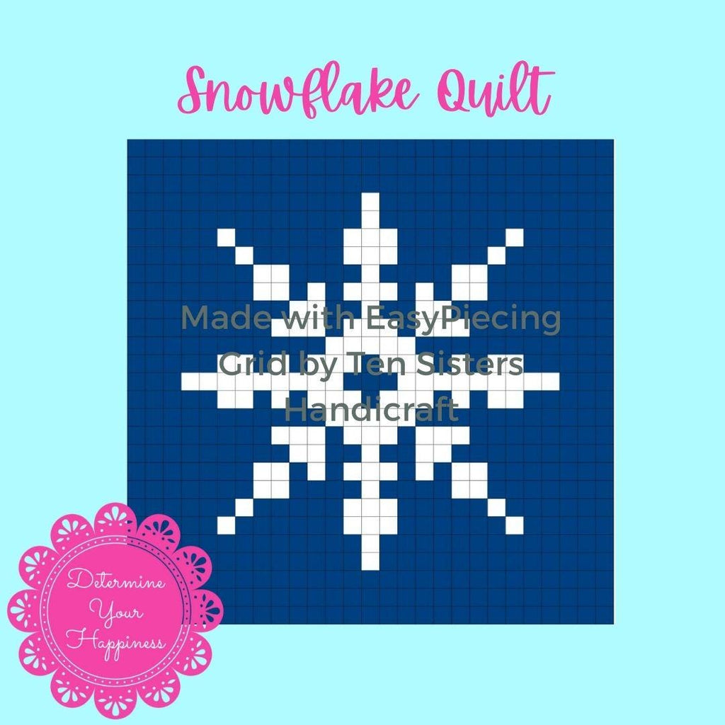 Snowflake Quilt Pattern comes with 6-panels of EasyPiecing Grid by Ten Sisters Handicraft Printed foundation, Grid Quilting Sewing Grid