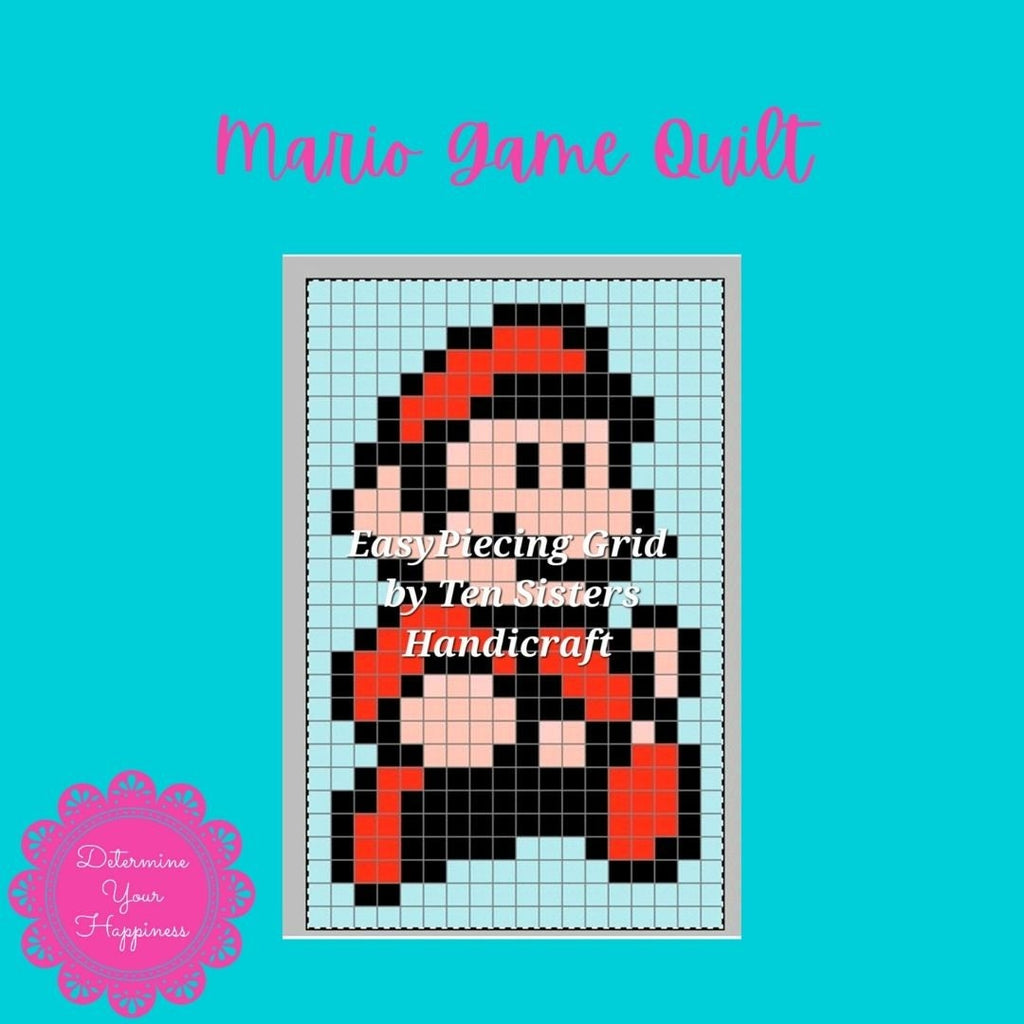 Mario Game Quilt 4-panel Pattern w/ purchase EasyPiecing Grid from Ten Sisters Handicraft