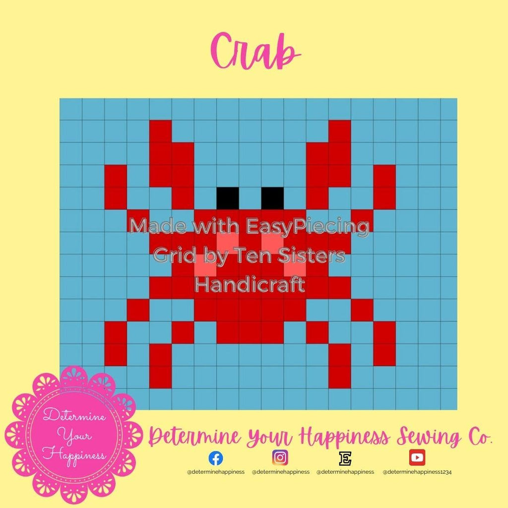 Crab Quilt Block Quilt Pattern - Beginner Friendly, Easy Foundation Piecing, Includes EasyPiecing Grid