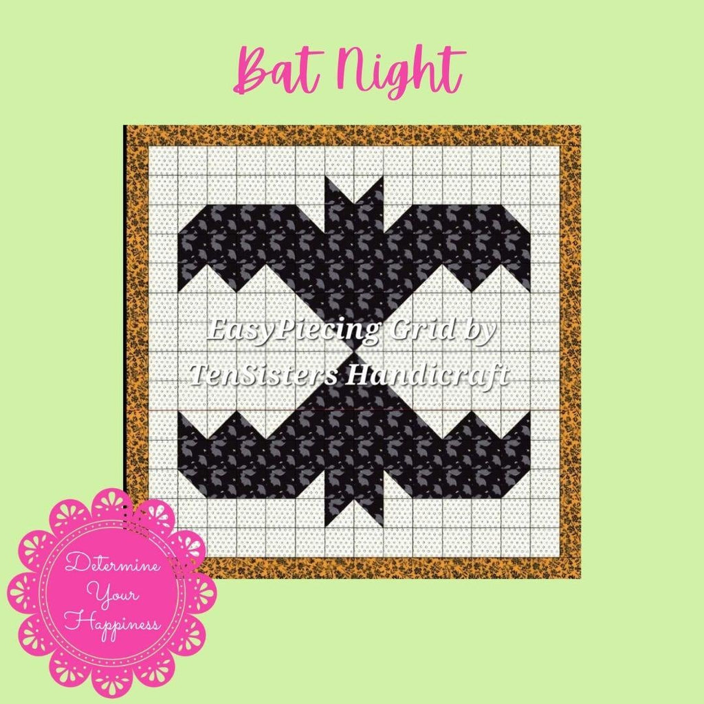 Bat Night Quilt Pattern - Beginner Friendly, Easy Foundation Piecing, Includes EasyPiecing Grid