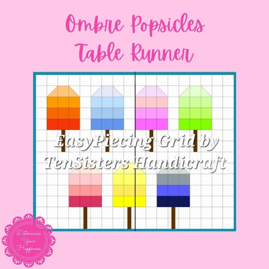 FREE Ombre Popsicle 2-panel Pattern w/ purchase EasyPiecing Grid by Ten Sisters Handicraft Printed foundation Grid Quilting Sewing Grid