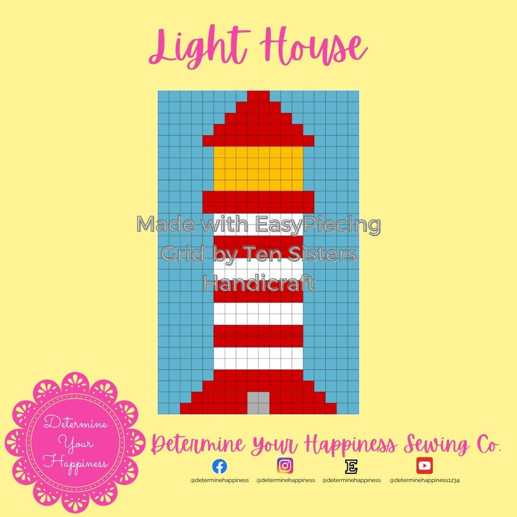 Lighthouse Quilt Block Quilt Pattern - Beginner Friendly, Easy Foundation Piecing, Includes EasyPiecing Grid
