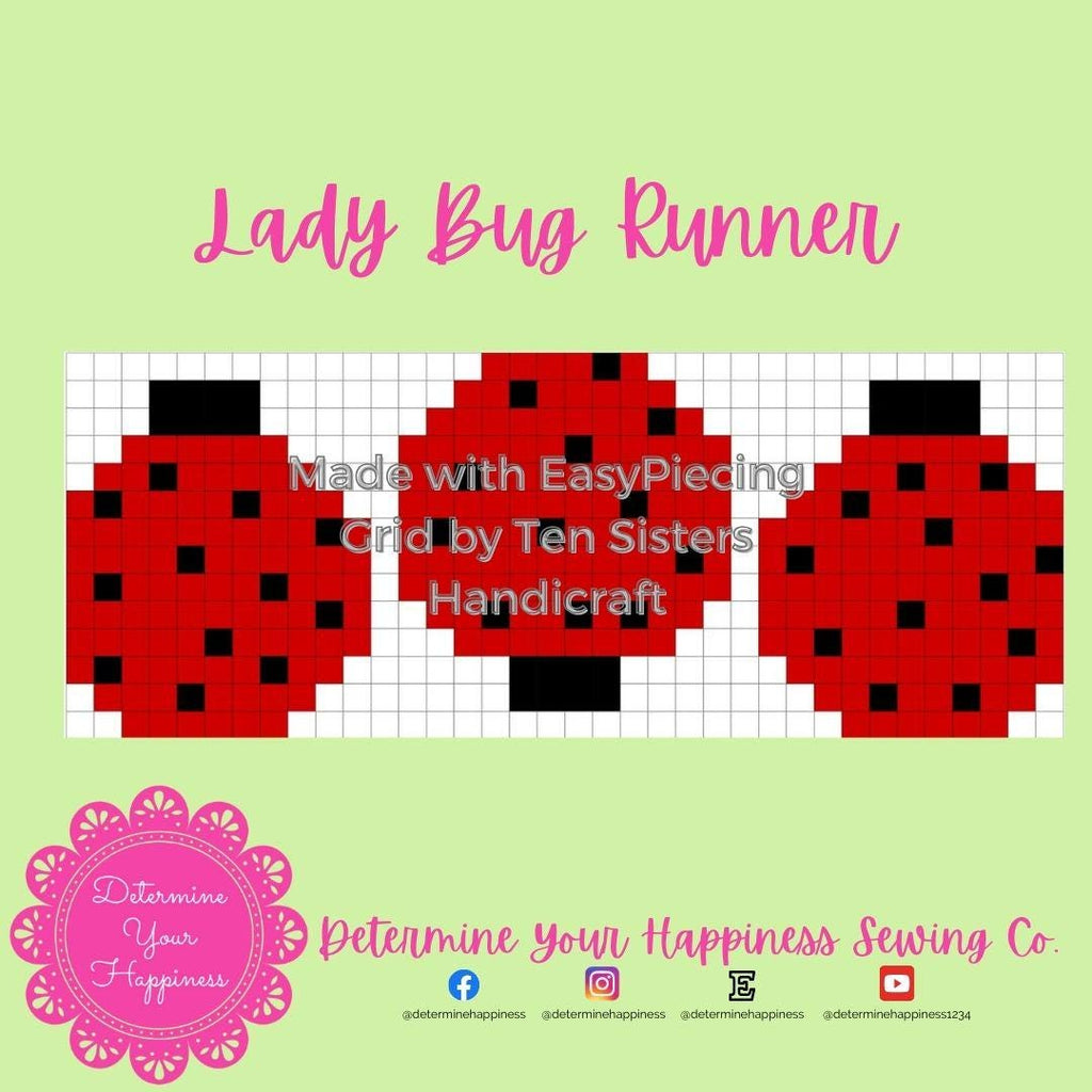 Lady Bug Table Runner Quilt Pattern - Beginner Friendly, Easy Foundation Piecing, Includes EasyPiecing Grid