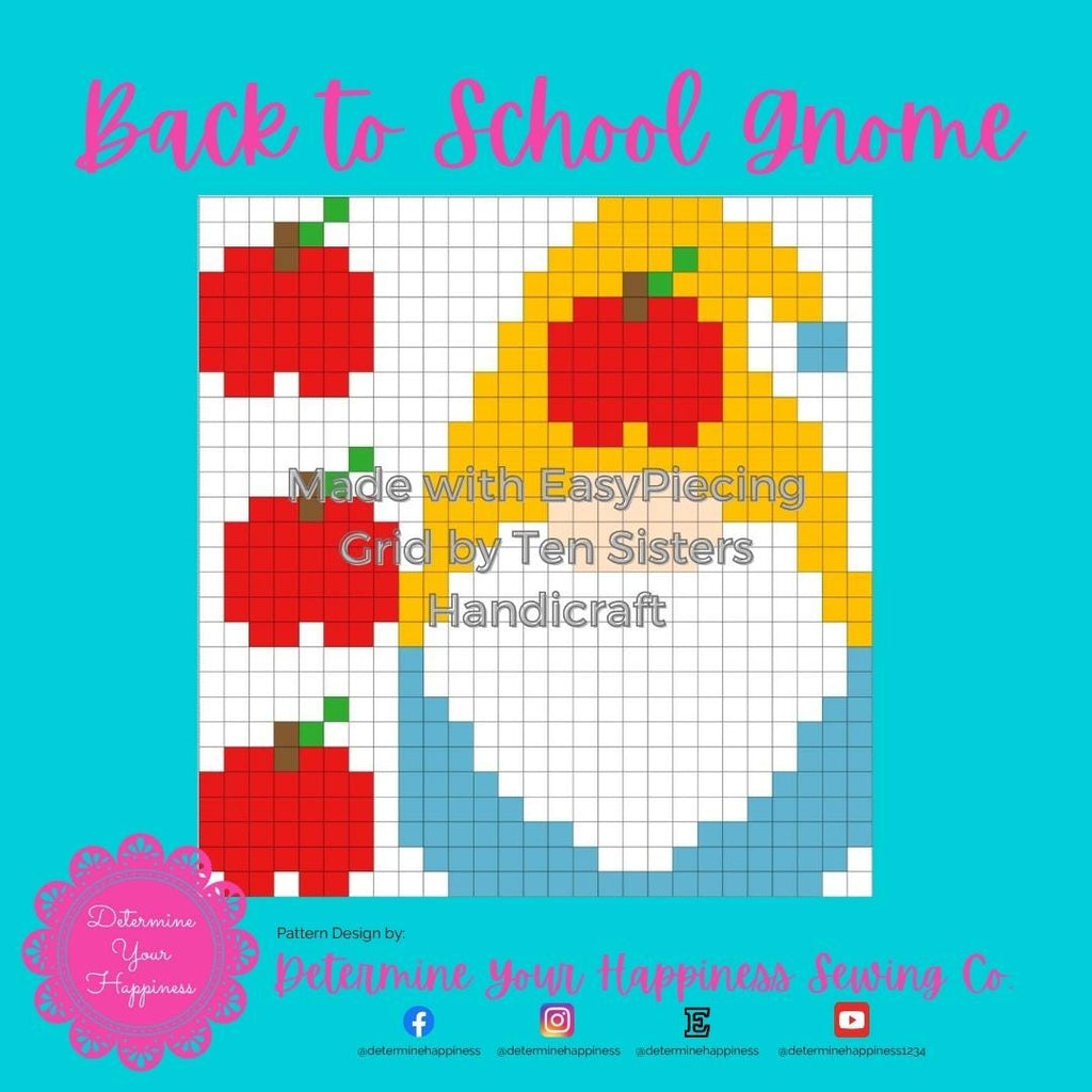 Back To School Gnome Quilt Pattern - Beginner Friendly, Easy Foundation Piecing, Includes EasyPiecing Grid
