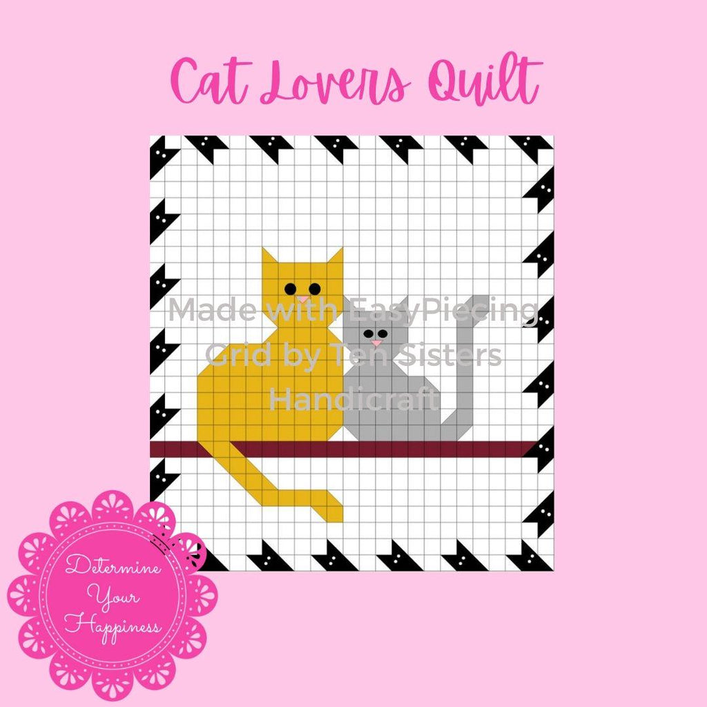 Cat Lovers Quilt Quilt Pattern - Beginner Friendly, Easy Foundation Piecing, Includes EasyPiecing Grid
