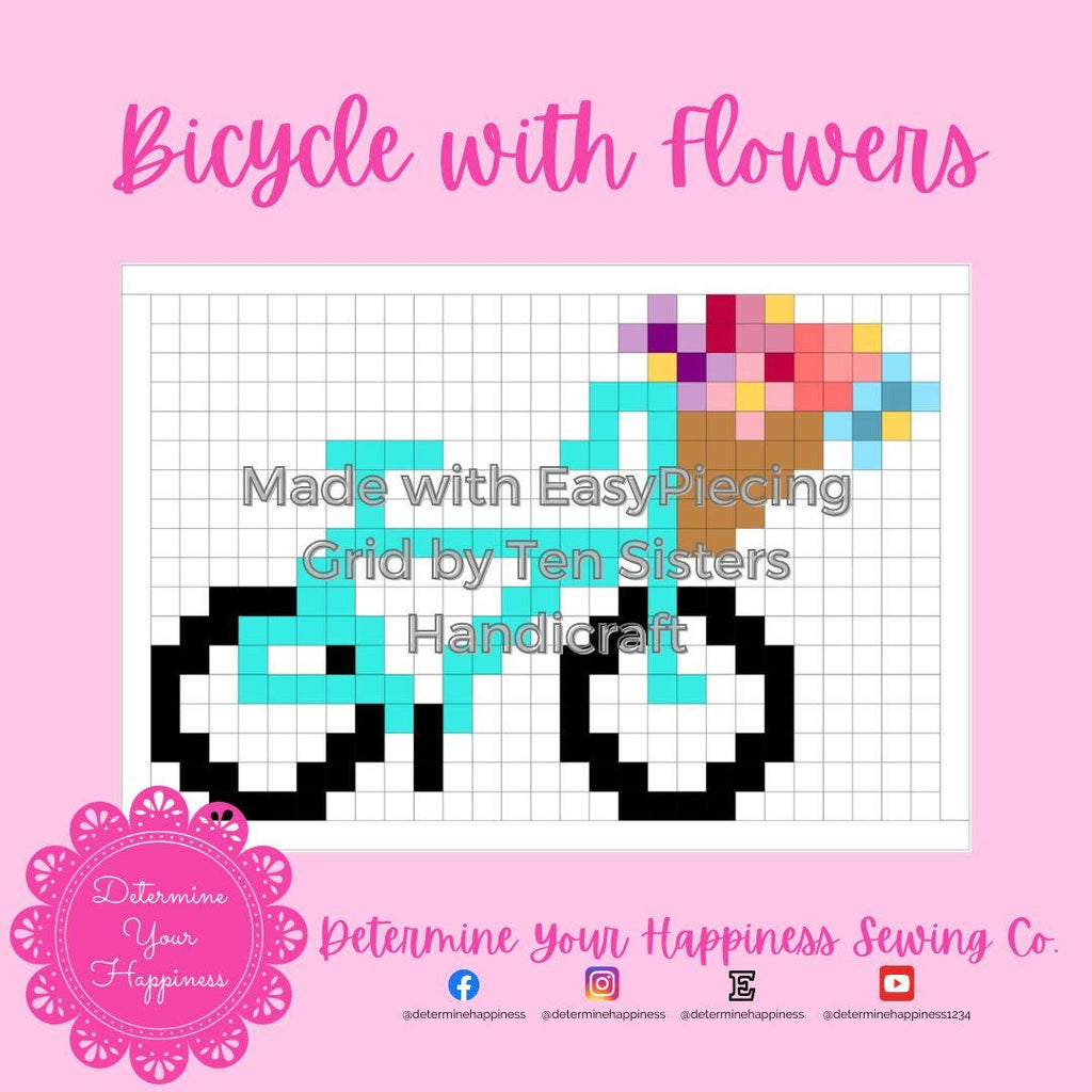 Bicycle Quilt Pattern - Beginner Friendly, Easy Foundation Piecing, Includes EasyPiecing Grid