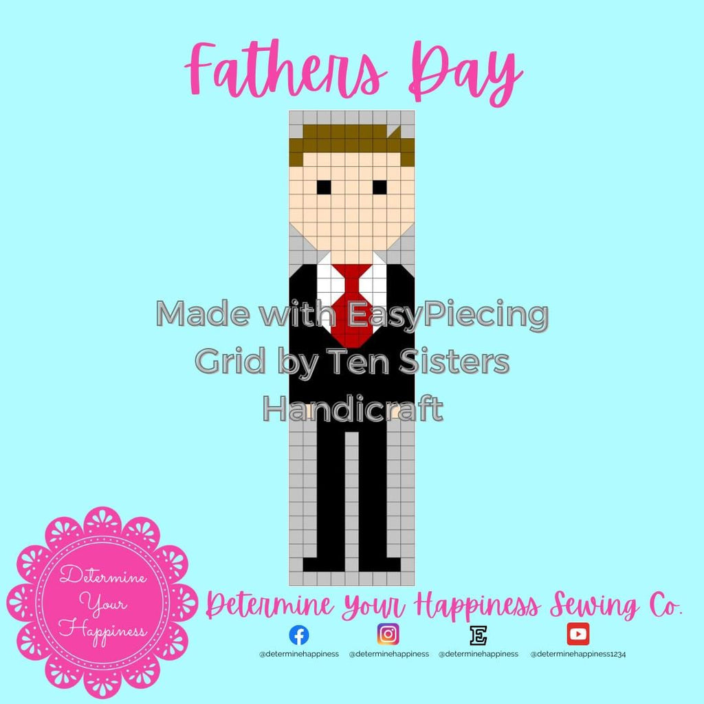 Father's Day Table Runner Quilt Pattern - Beginner Friendly, Easy Foundation Piecing, Includes EasyPiecing Grid