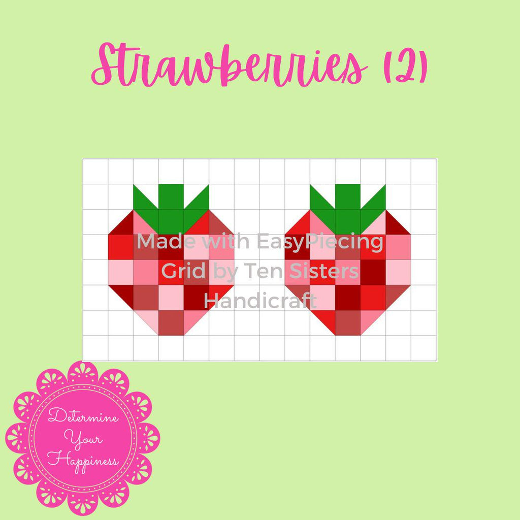 Strawberries (2) Pattern with purchase 1 panel of EasyPiecing Grid from Ten Sisters Handicraft Printed foundation Grid Quilting Sewing Grid