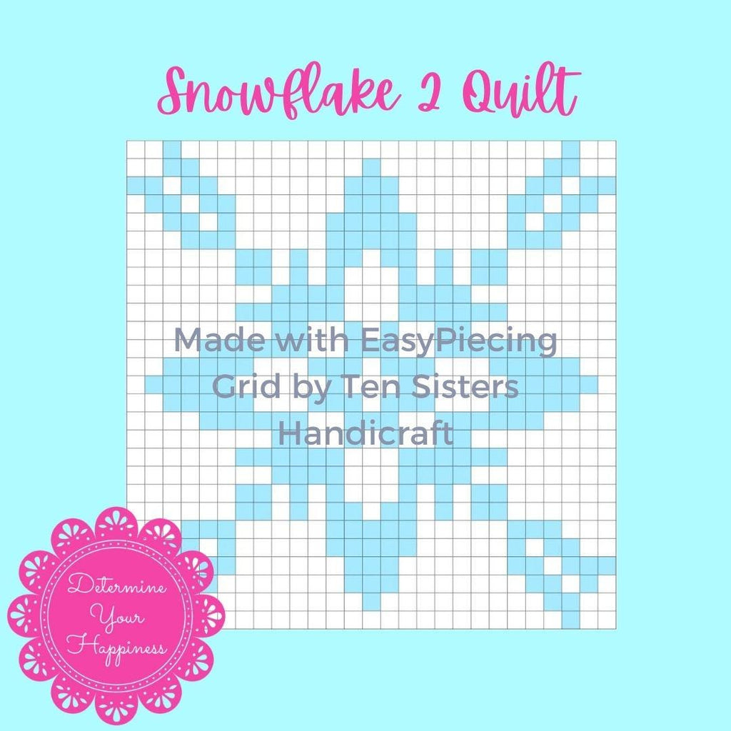 Snowflake 2 Quilt Pattern comes with 6-panels of EasyPiecing Grid by Ten Sisters Handicraft Printed foundation, Grid Quilting Sewing Grid