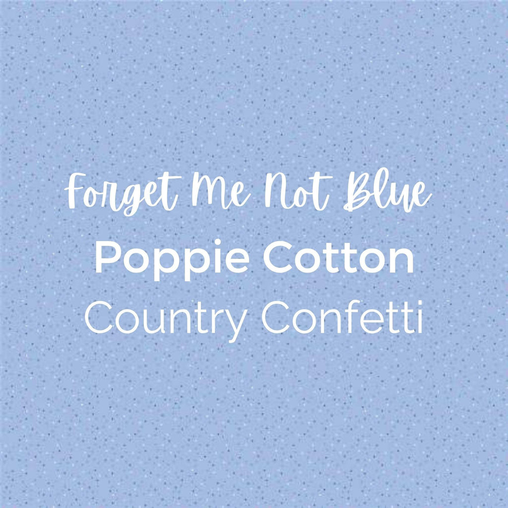 FORGET ME NOT Blue/Poppie Cotton/Country Confetti -Quilting Fabric by the Yard