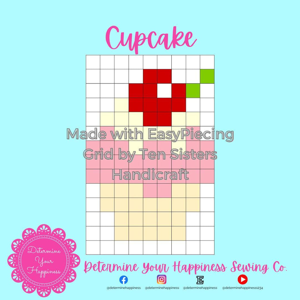 Cupcake Pattern comes with 1 panel of EasyPiecing Grid from Ten Sisters Handicraft. Printed foundation, Grid Quilting, Sewing Grid.