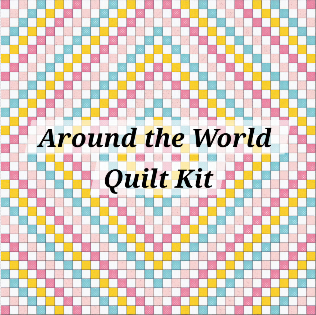 Around the World Quilt Kit-Includes Pattern, Fabric and EasyPiecing Grid- Beginner Friendly, Easy Foundation Piecing