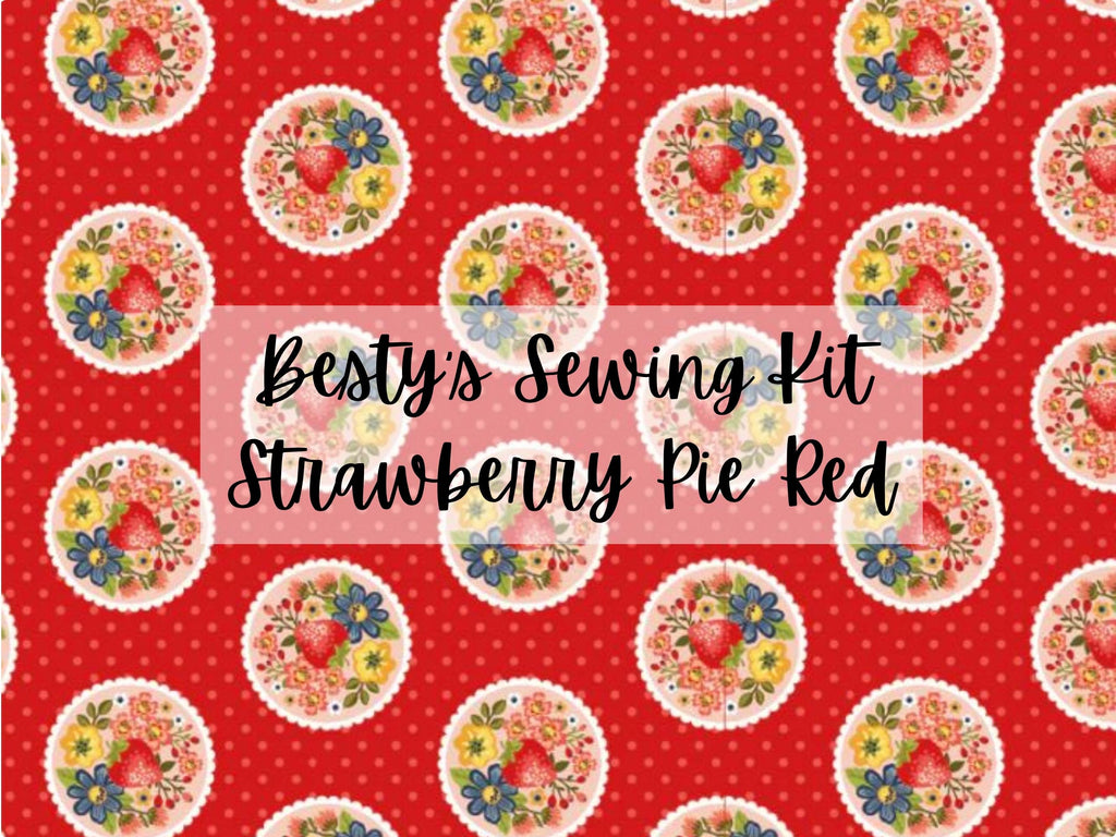 Red Strawberry Pie- Betsys Sewing Kit By Lori Woods For Poppie Cotton Fat Quarter, and fabric by the yard - Quilting Fabric by the Yard
