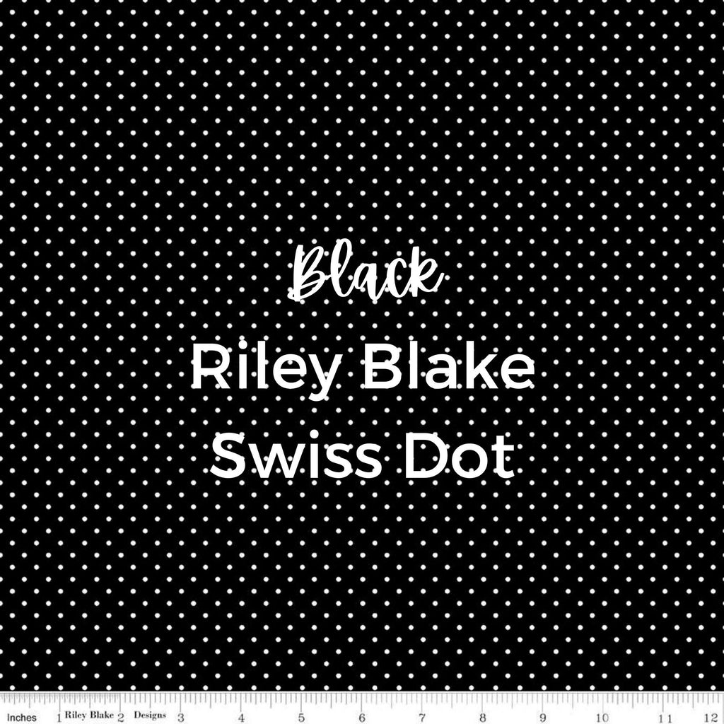 Swiss Dots/Black/Fabric - Riley Blake Cotton, Quilting Fabric by the Yard