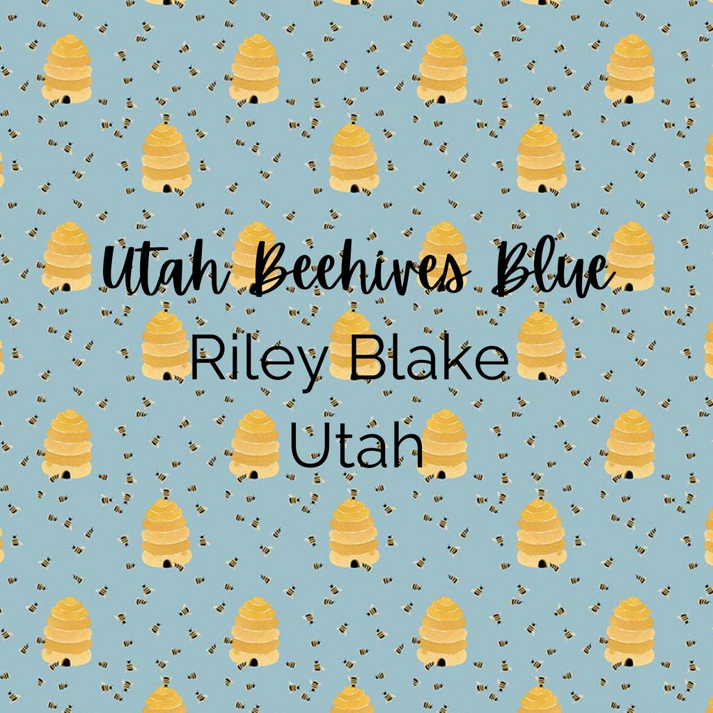 UTAH Beehives/Beehives (Blue)/ Fabric - Riley Blake Cotton, Quilting Fabric by the Yard