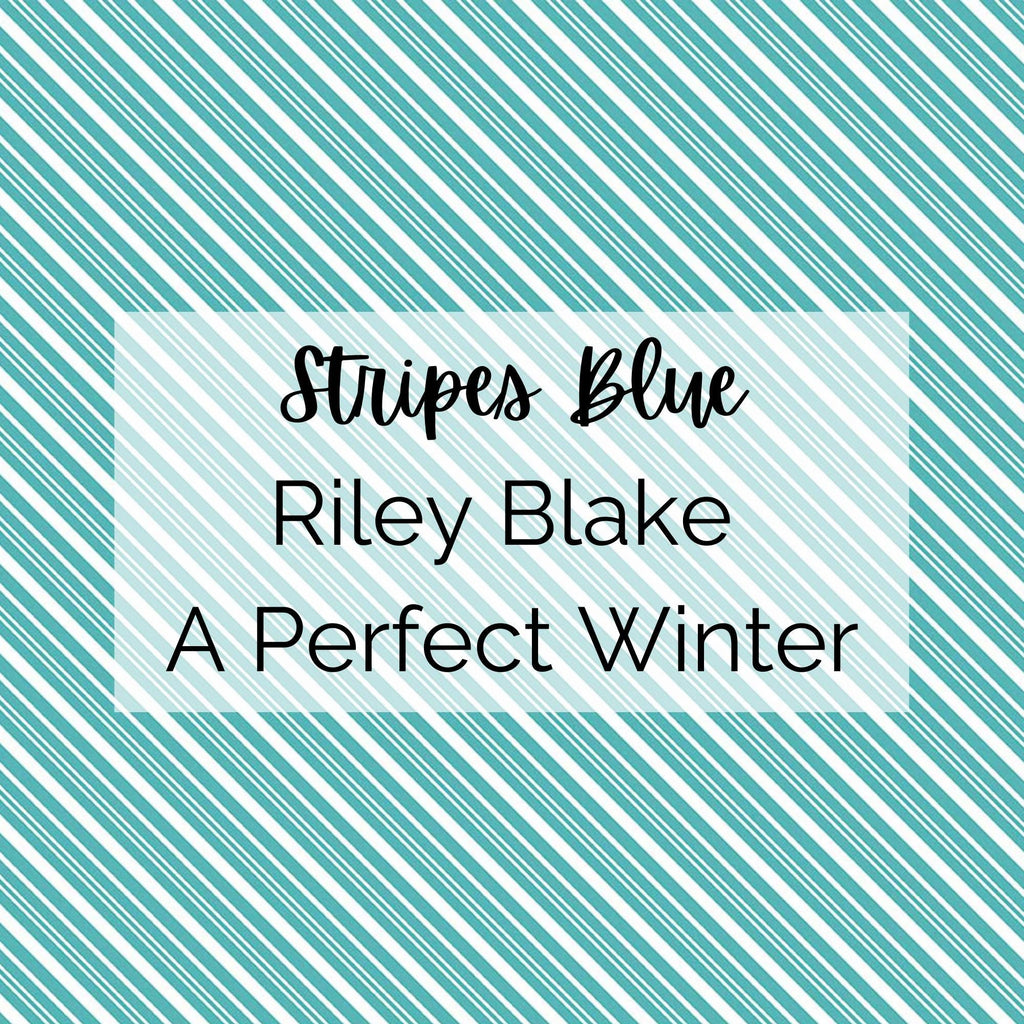 A Perfect Winter/Stripes (Blue) Fabric - Riley Blake Cotton, Quilting Fabric by the Yard