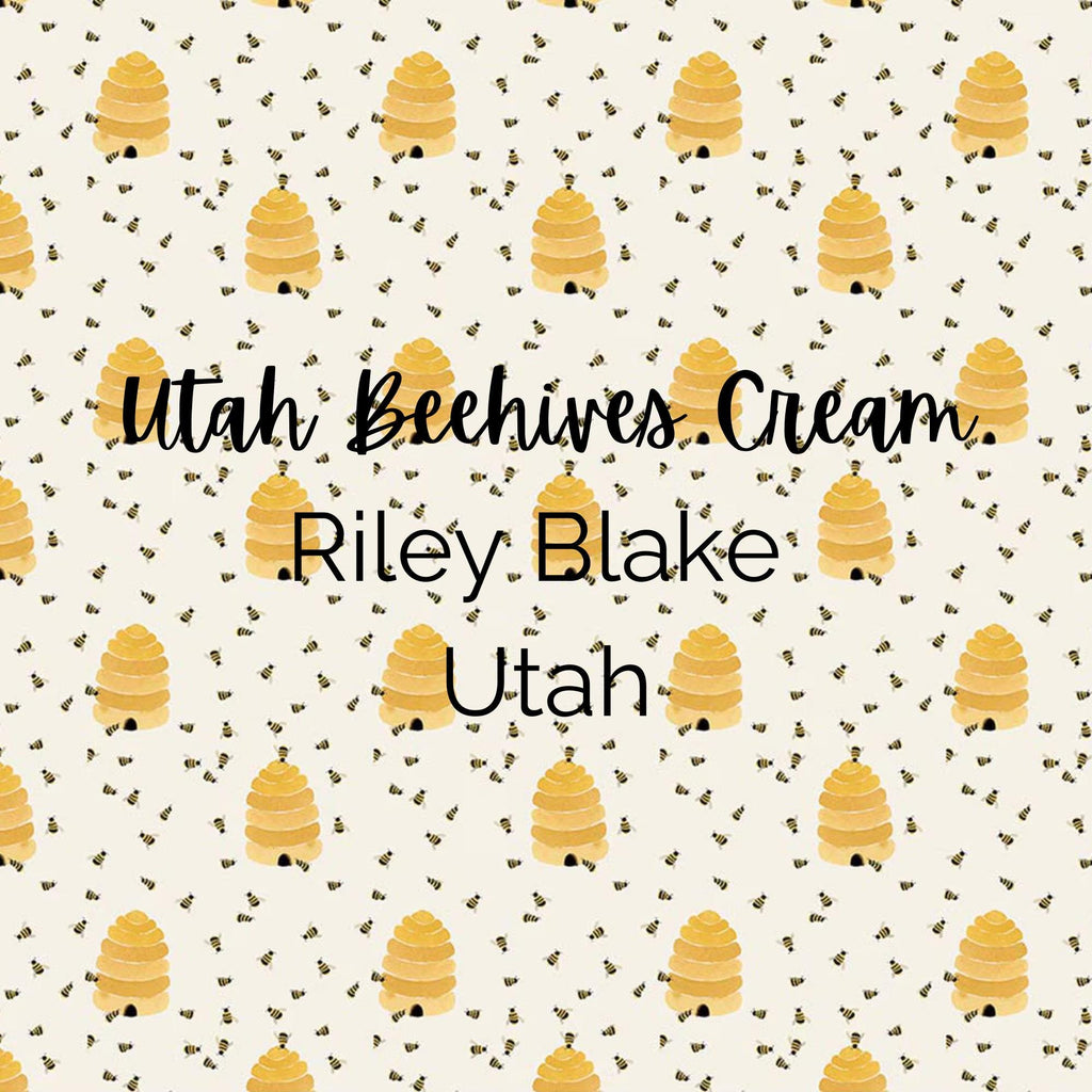 UTAH Beehives/Beehives (Cream)/ Fabric - Riley Blake Cotton, Quilting Fabric by the Yard