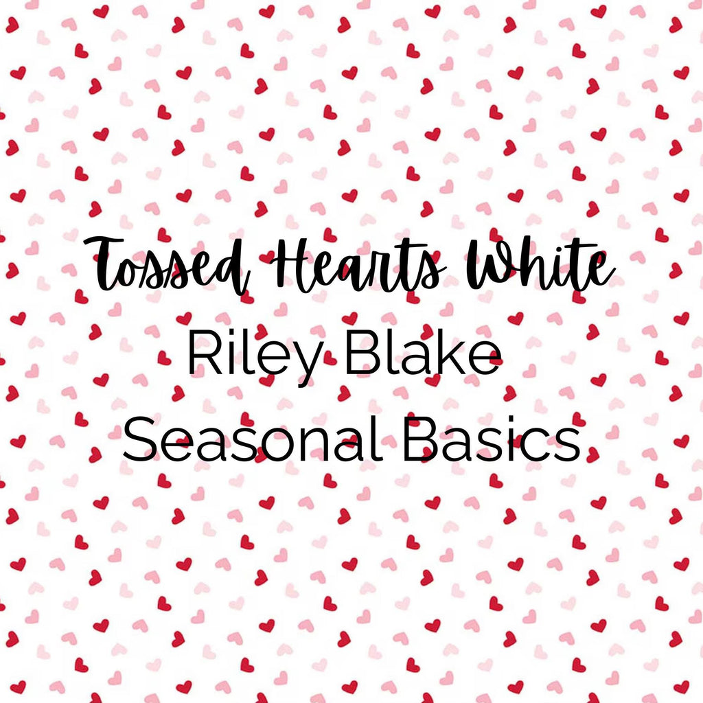 Seasonal Basics/Heart Toss (White)/Riley Blake Fabric- Cotton, Quilting Fabric by the Yard
