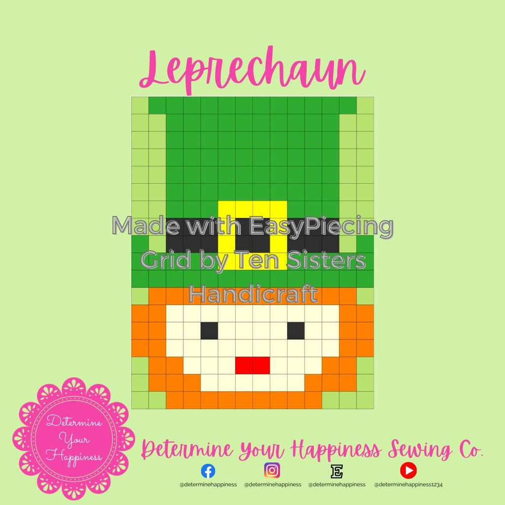 St Patricks Day Leprechaun Pattern comes with 2 panels EasyPiecing Grid by Ten Sisters Handicraft