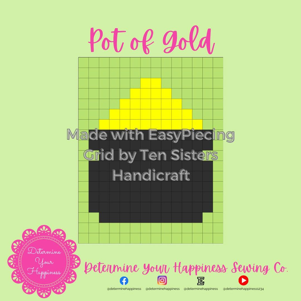 St Patricks Day Pot of Gold Pattern comes with 2 panels EasyPiecing Grid by Ten Sisters Handicraft