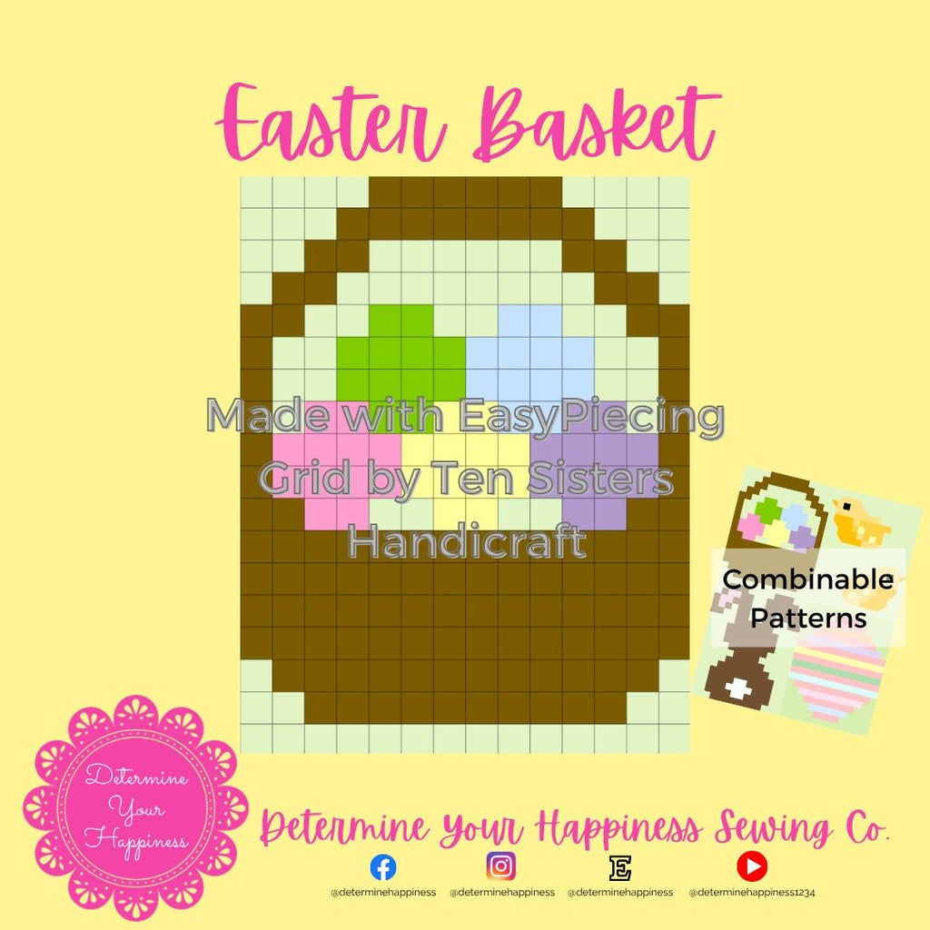 Easter Basket Quilt Pattern - Beginner Friendly, Easy Foundation Piecing, Includes EasyPiecing Grid