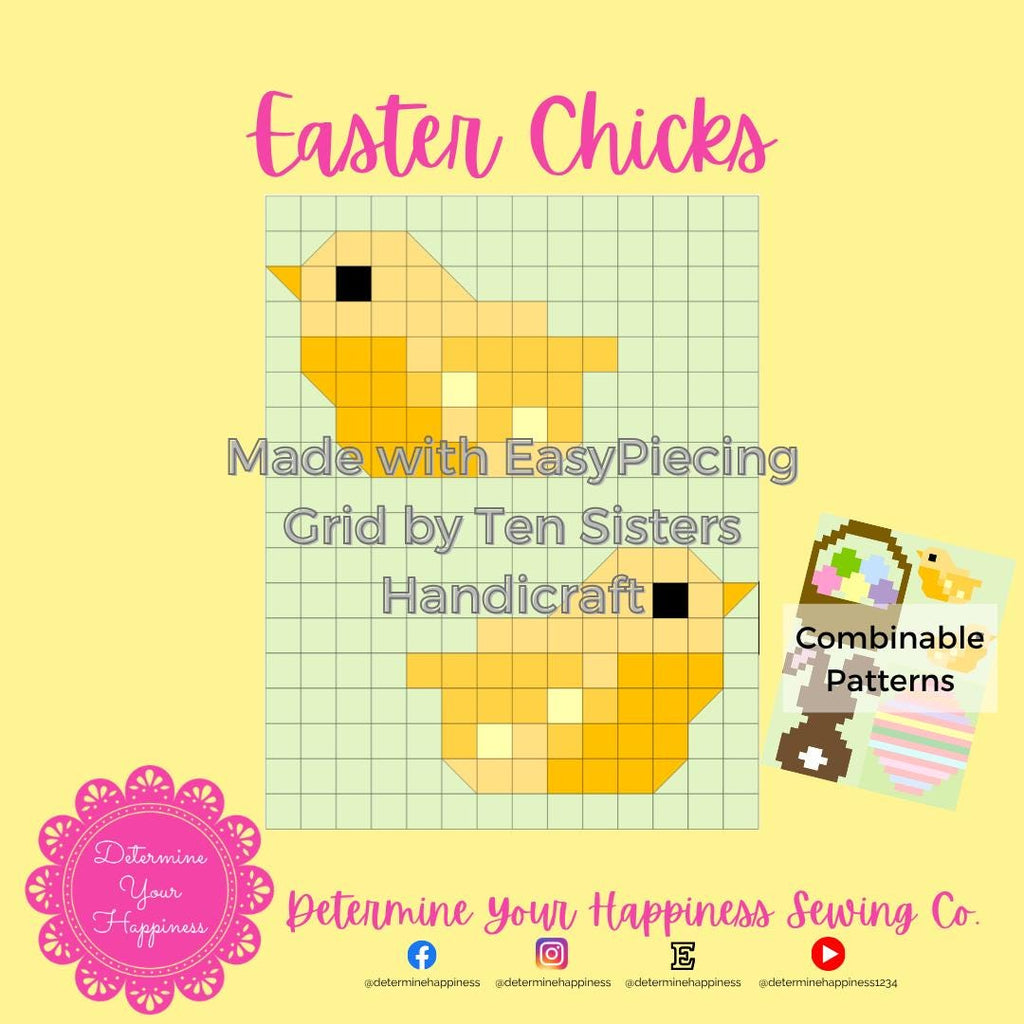Easter Chicks Quilt Pattern - Beginner Friendly, Easy Foundation Piecing, Includes EasyPiecing Grid