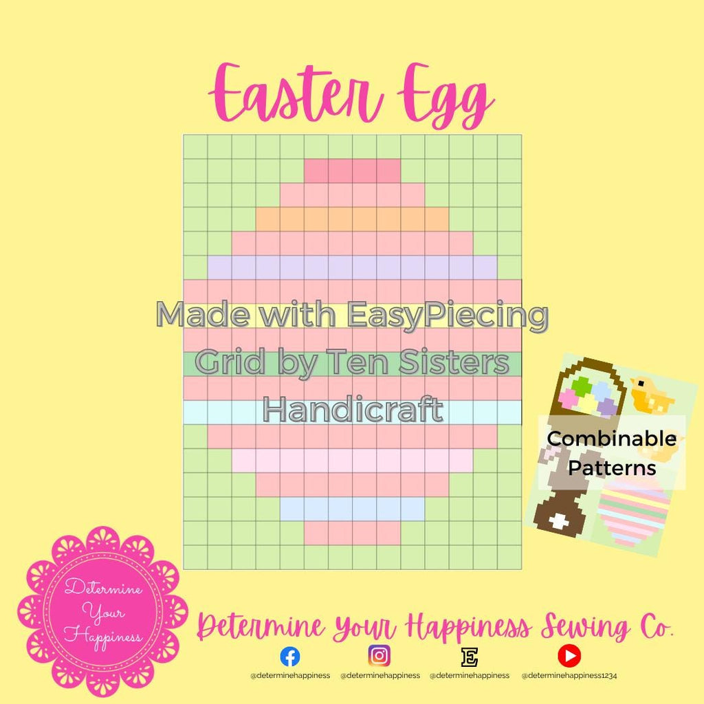 Easter Egg Quilt Pattern - Beginner Friendly, Easy Foundation Piecing, Includes EasyPiecing Grid
