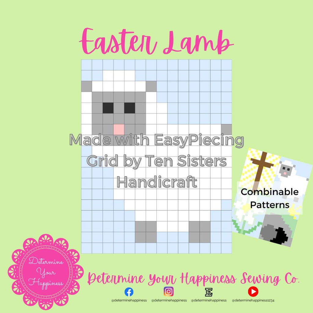 Easter Lamb Quilt Pattern - Beginner Friendly, Easy Foundation Piecing, Includes EasyPiecing Grid