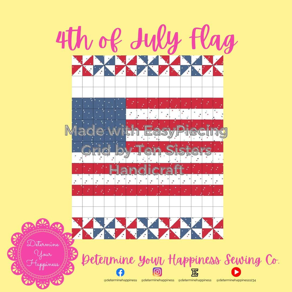 4th of July American Flag  Quilt Pattern  - Beginner Friendly, Easy Foundation Piecing, Includes EasyPiecing Grid