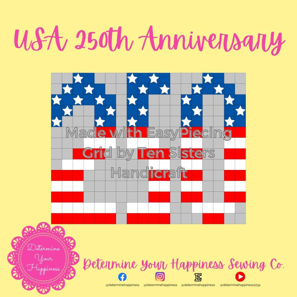 4th of July America's 250th Anniversary Quilt Pattern  - Beginner Friendly, Easy Foundation Piecing, Includes EasyPiecing Grid