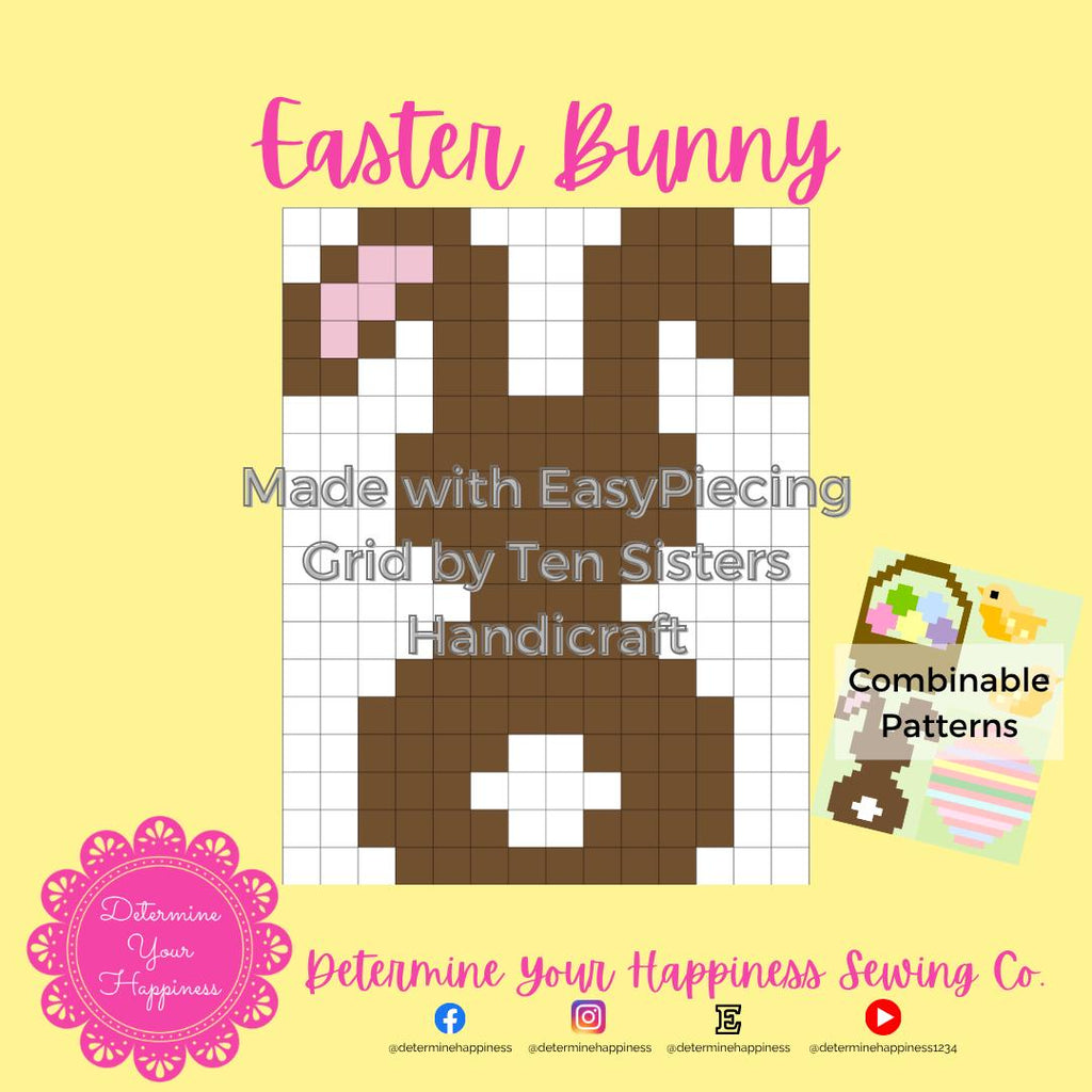 Easter Bunny Quilt Pattern - Beginner Friendly, Easy Foundation Piecing, Includes EasyPiecing Grid