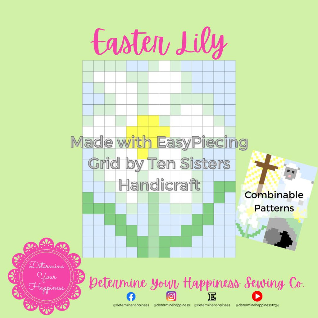 Easter Lily Quilt Pattern - Beginner Friendly, Easy Foundation Piecing, Includes EasyPiecing Grid