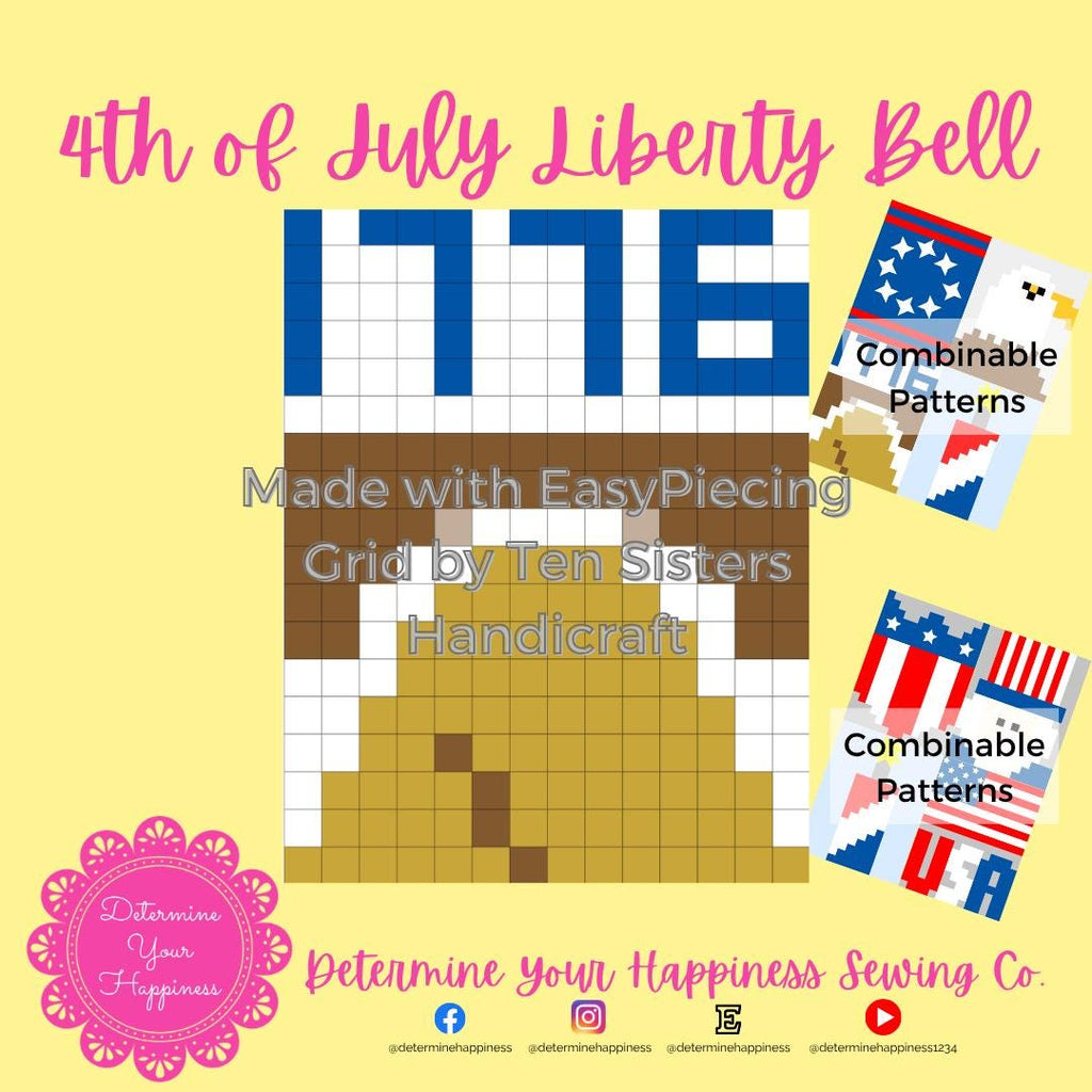 4th of July Liberty Bell Quilt Pattern - Beginner Friendly, Easy Foundation Piecing, Includes EasyPiecing Grid