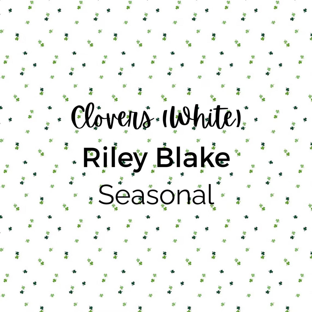 Seasonal Basics/CLOVERS (White)/Riley Blake Fabric- Cotton, Quilting Fabric by the Yard