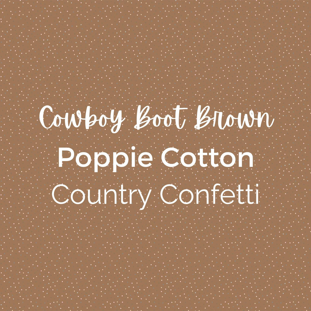 Cowboy Boot Brown/Poppie Cotton/Country Confetti- Cotton, Quilting Fabric by the Yard