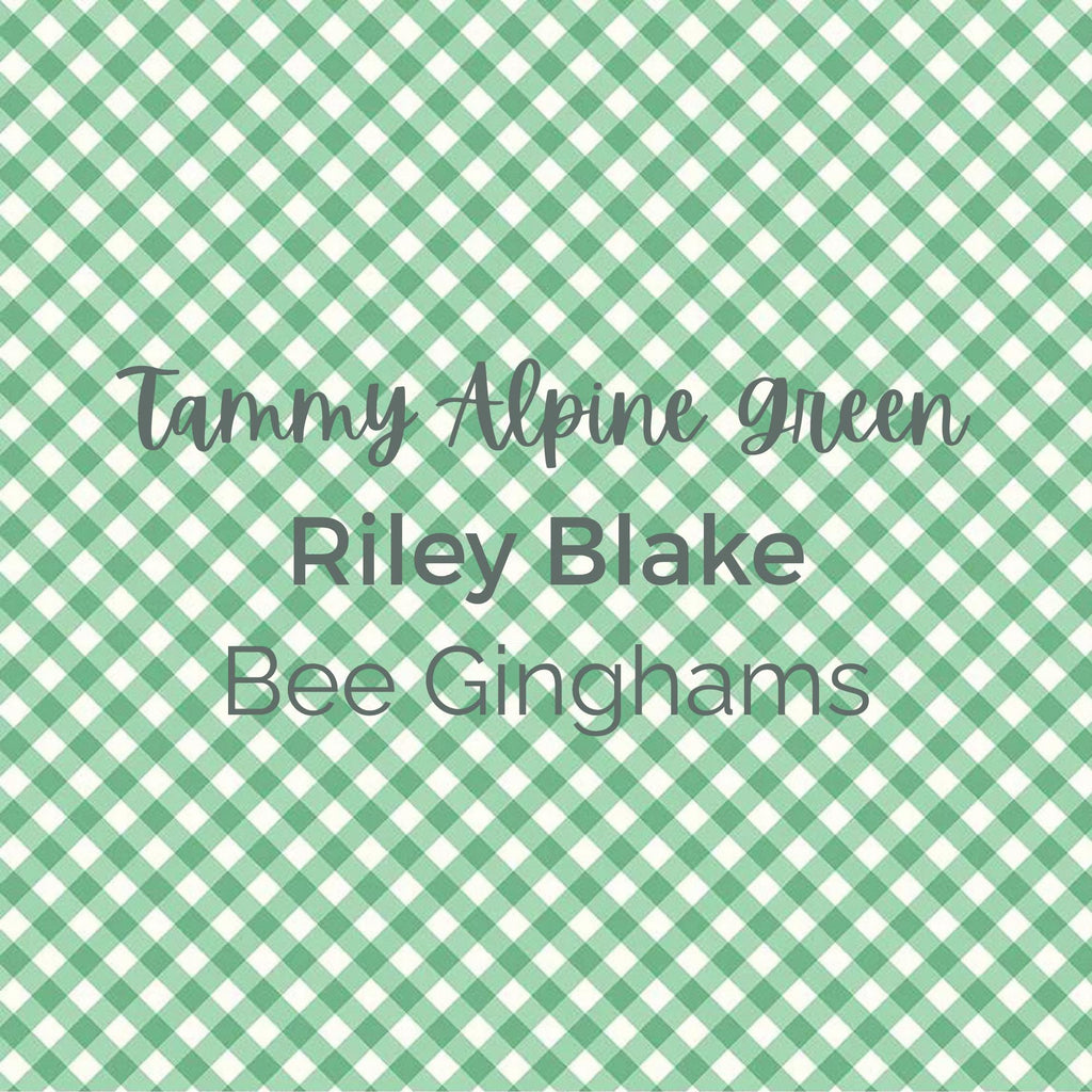 Bee Ginghams/Tammy Alpine Print (Green and White)/Riley Blake Fabric- Cotton, Quilting Fabric by the Yard