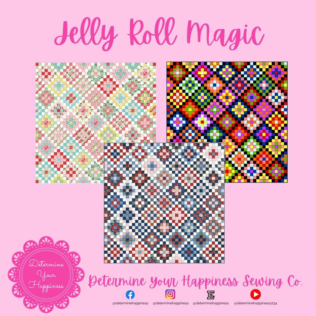 Jelly Roll Magic Quilt Pattern - Beginner Friendly, Easy Foundation Piecing, Includes EasyPiecing Grid