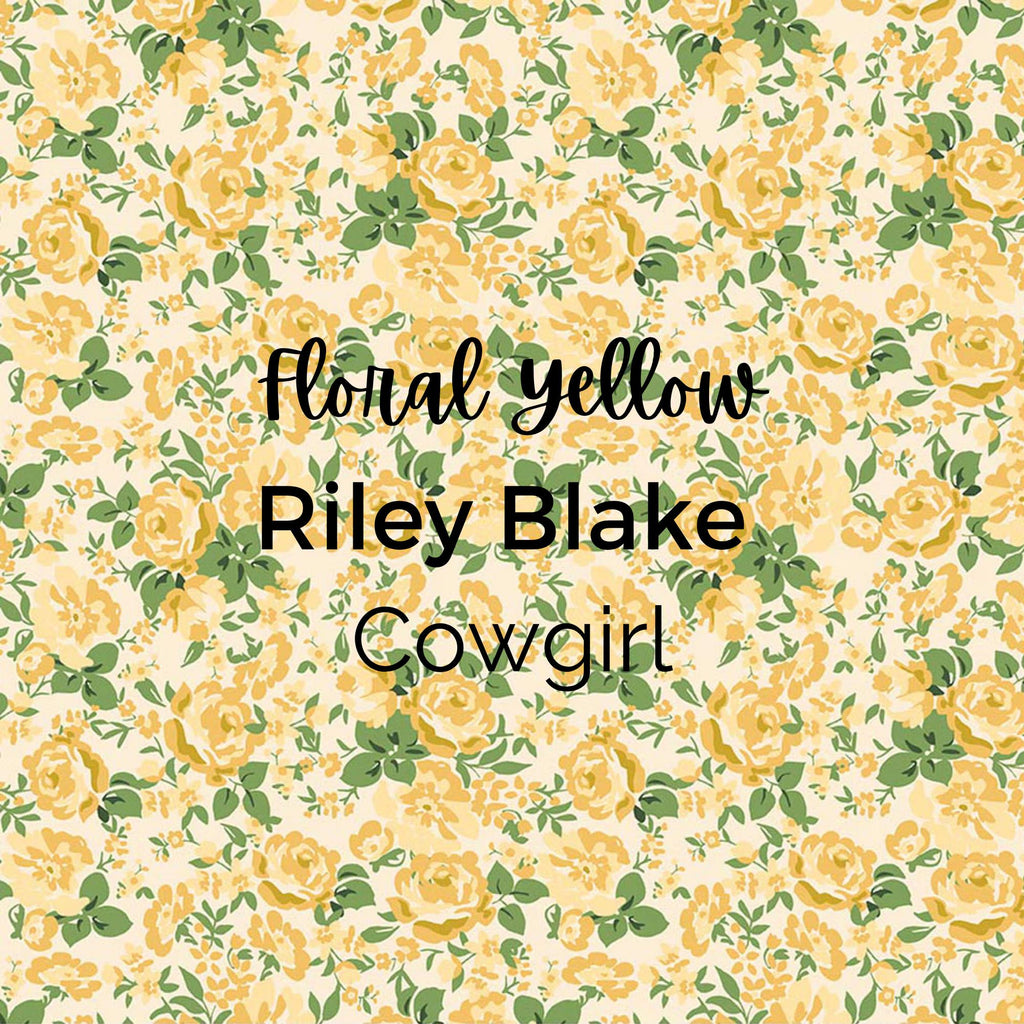 FLORAL YELLOW/Cowgirl Fabric - Riley Blake Cotton, Quilting Fabric by the Yard