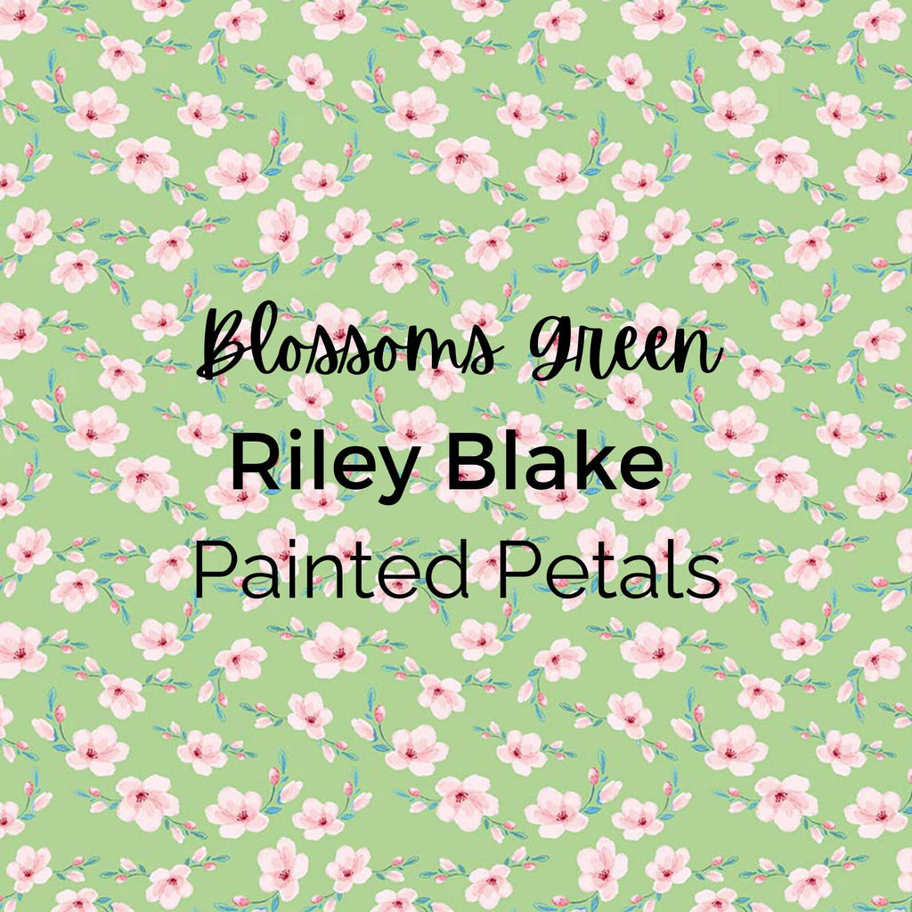 BLOSSOMS GREEN/Painted Petals Fabric - Riley Blake Cotton, Quilting Fabric by the Yard