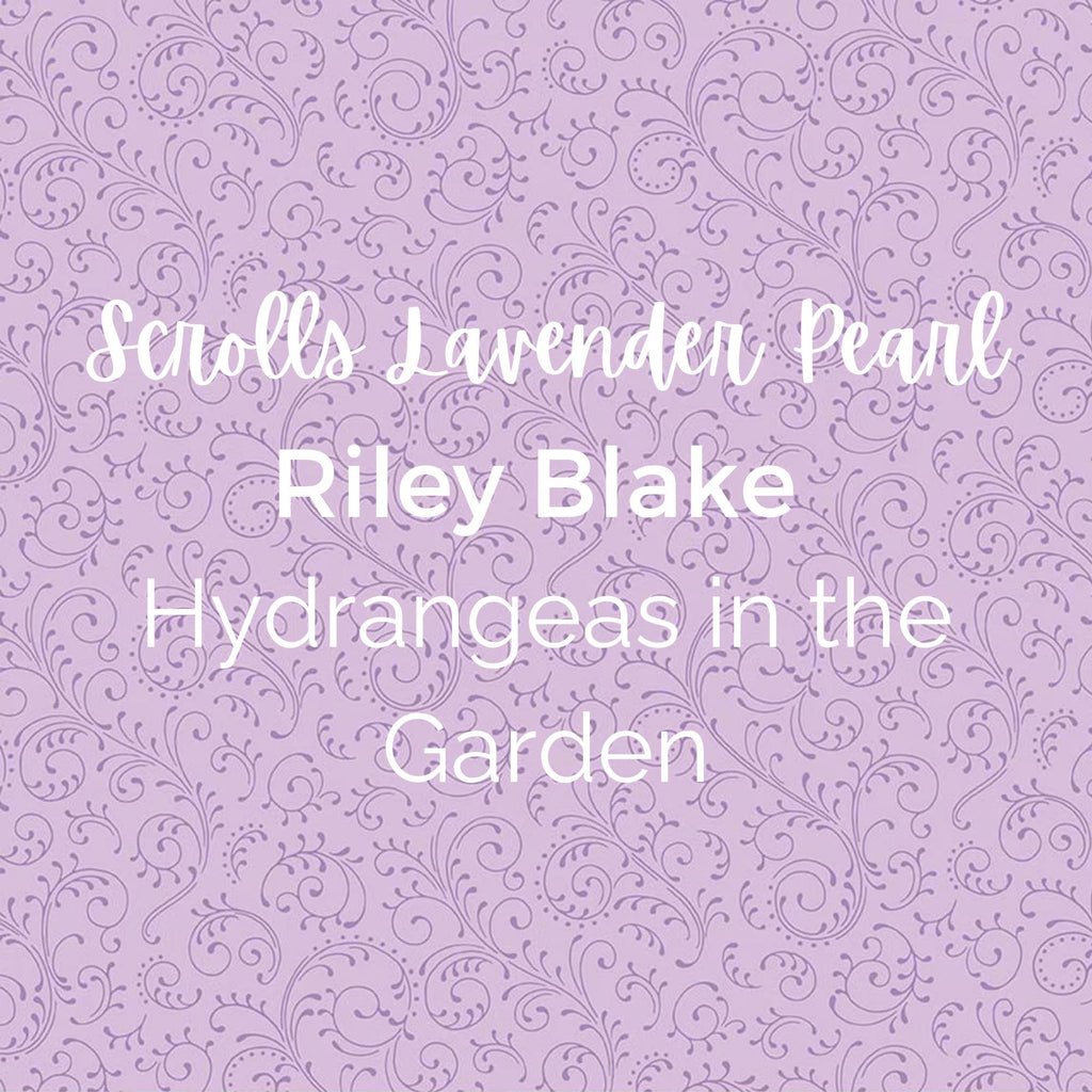 Lavender Pearl Scrolls/Hydrangeas in the Garden Fabric - Riley Blake Cotton, Quilting Fabric by the Yard