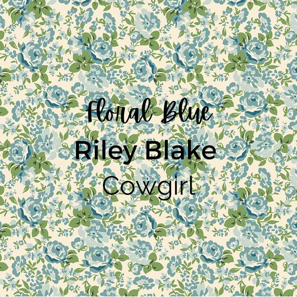 FLORAL BLUE/Cowgirl Fabric - Riley Blake Cotton, Quilting Fabric by the Yard