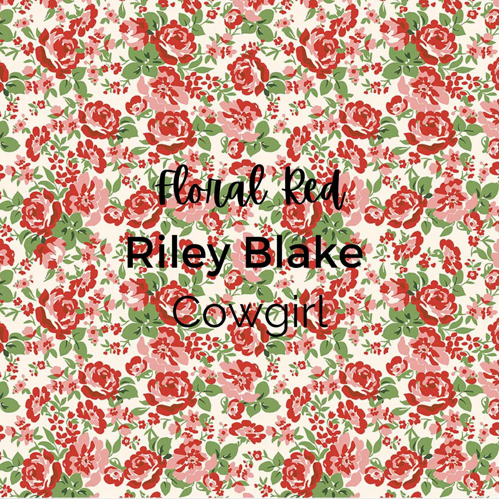 FLORAL RED/Cowgirl Fabric - Riley Blake Cotton, Quilting Fabric by the Yard