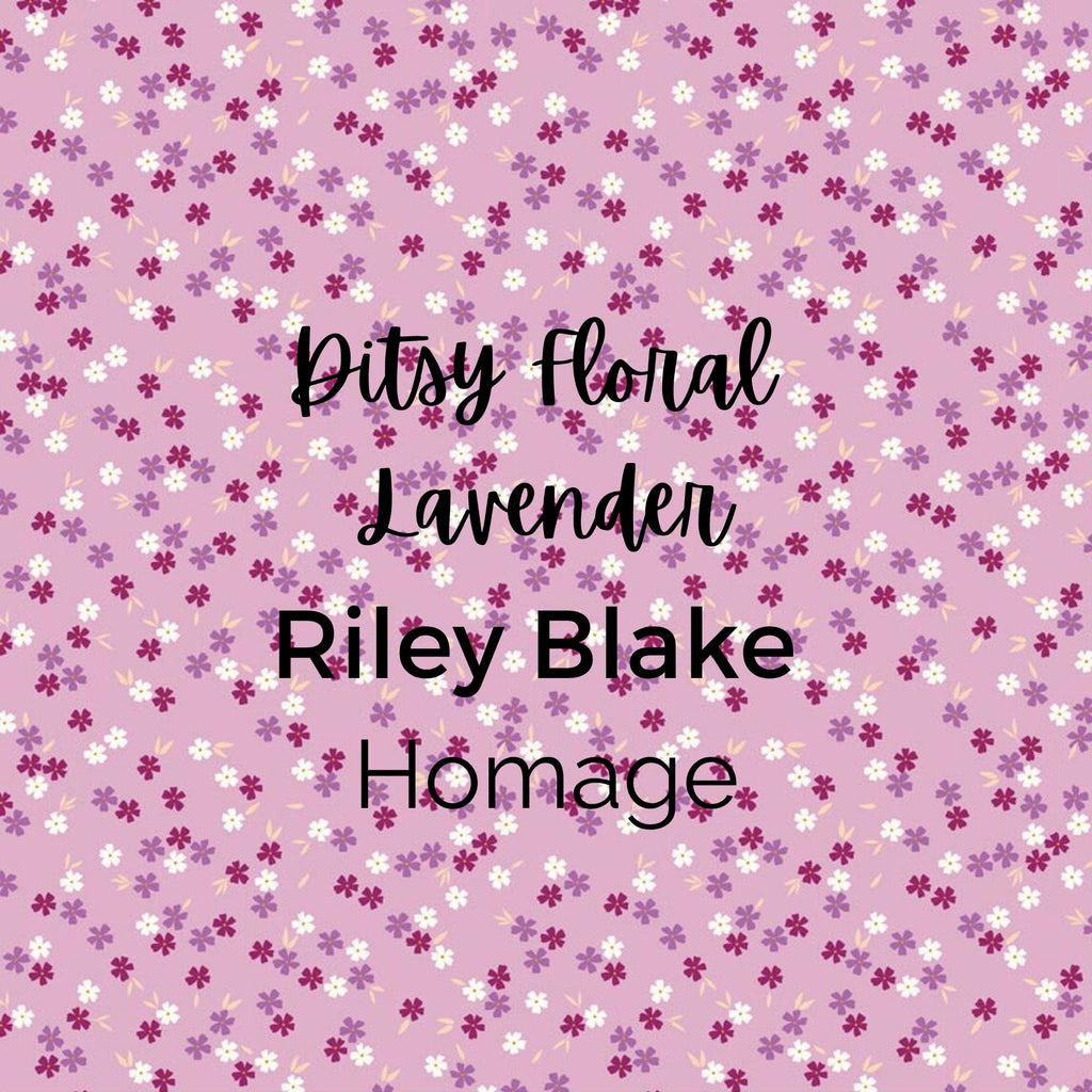 Homage Ditsy Floral Lavender Fabric - Riley Blake Cotton, Quilting Fabric by the Yard