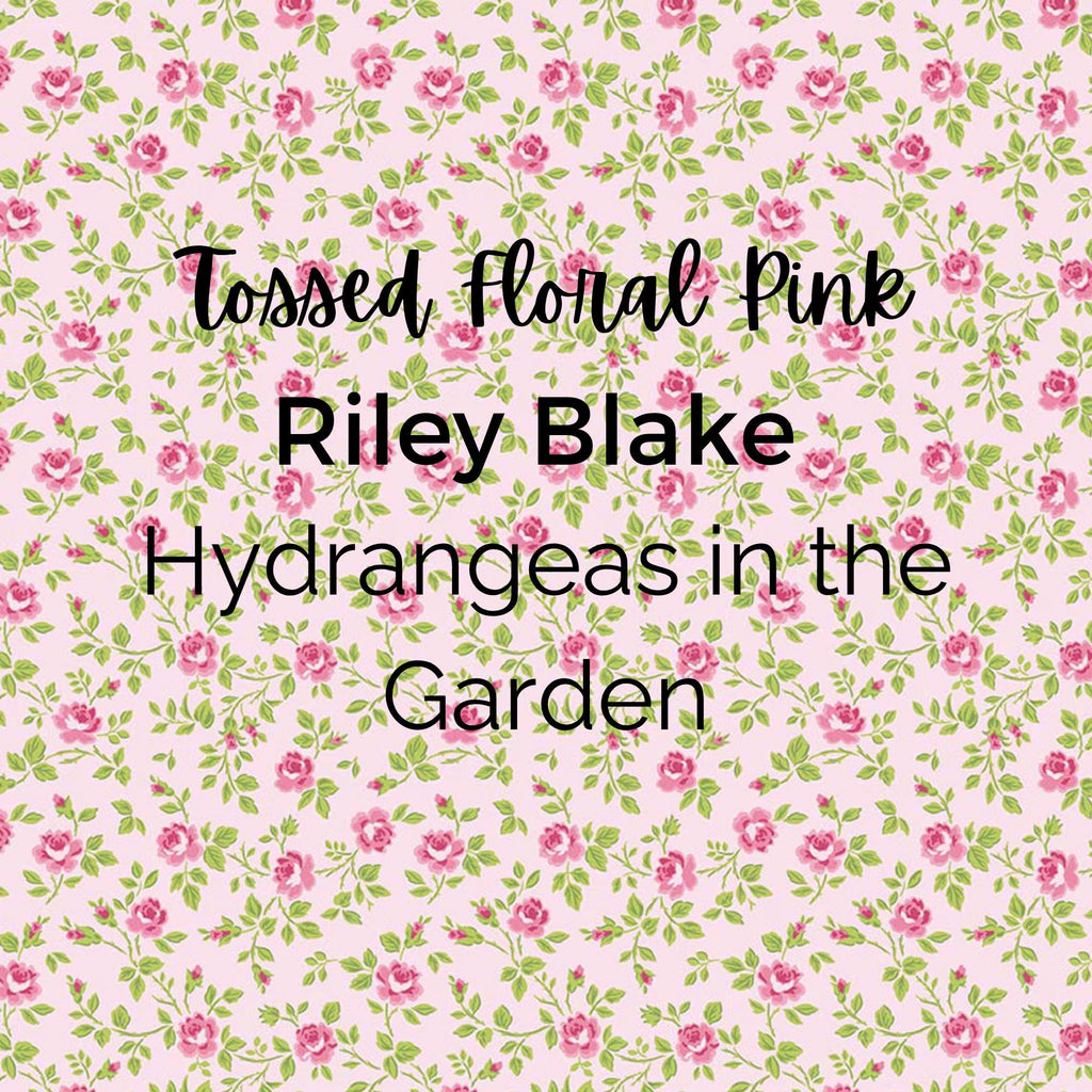 Pink Tossed floral/Hydrangeas in the Garden Fabric - Riley Blake Cotton, Quilting Fabric by the Yard