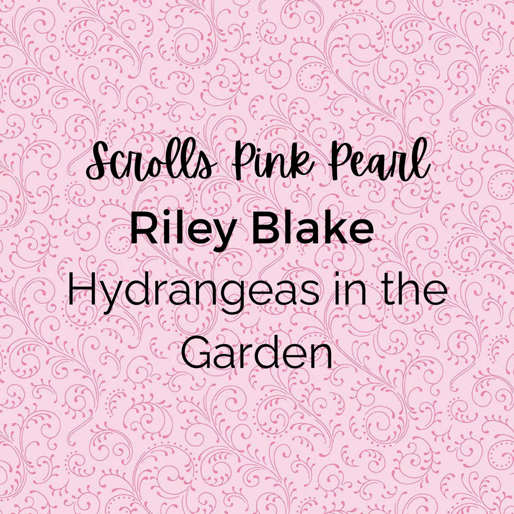 Pink Pearl Scrolls/Hydrangeas in the Garden Fabric - Riley Blake Cotton, Quilting Fabric by the Yard