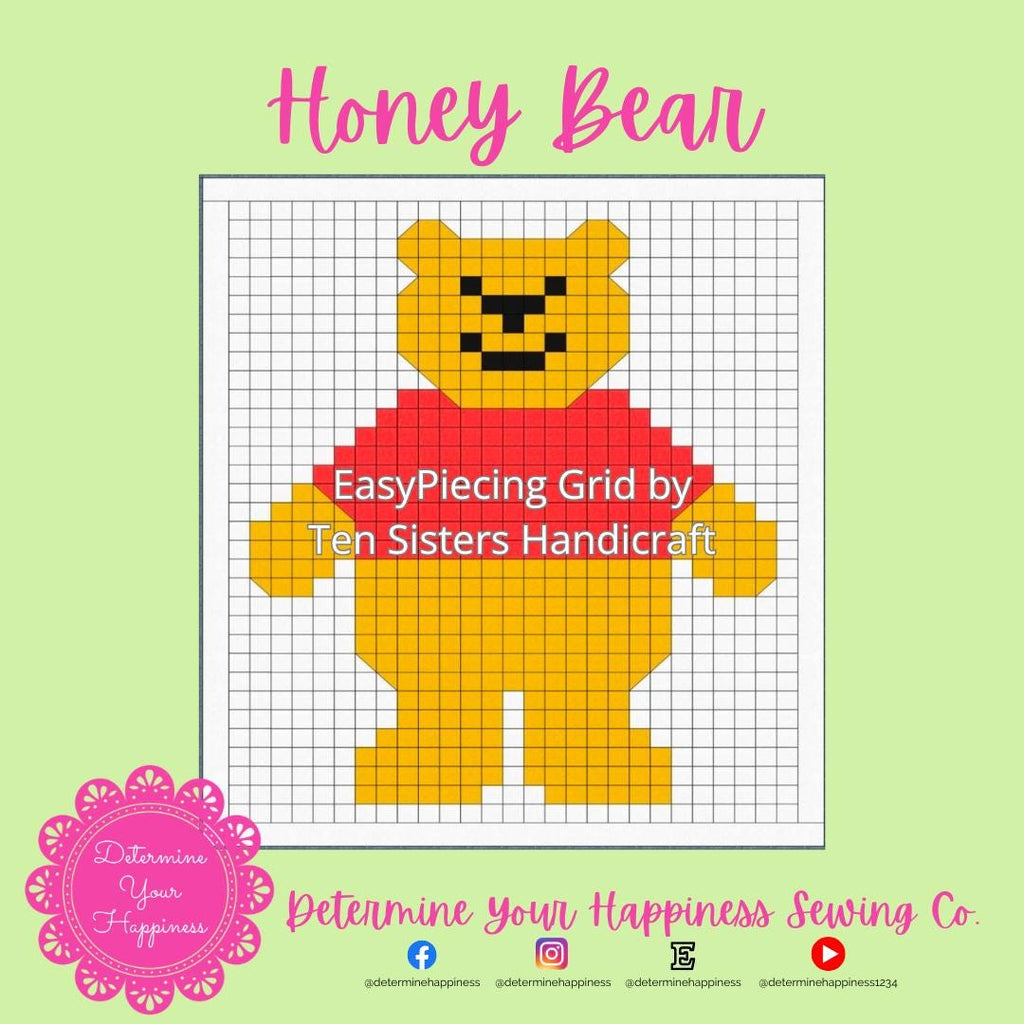 Honey Bear Quilt Pattern - Beginner Friendly, Easy Foundation Piecing, Includes EasyPiecing Grid