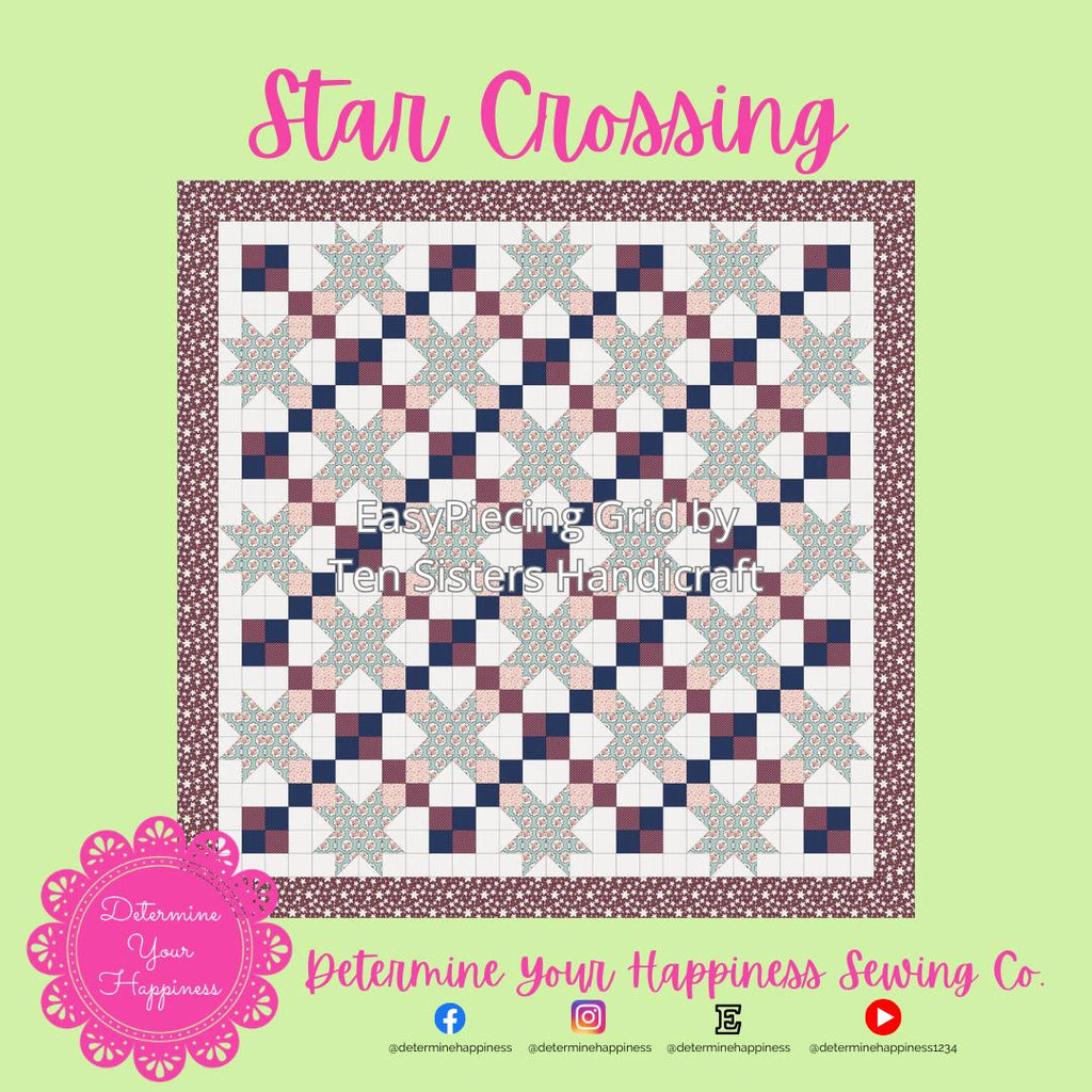 Star Crossing Quilt Pattern - Beginner Friendly, Easy Foundation Piecing, Includes EasyPiecing Grid