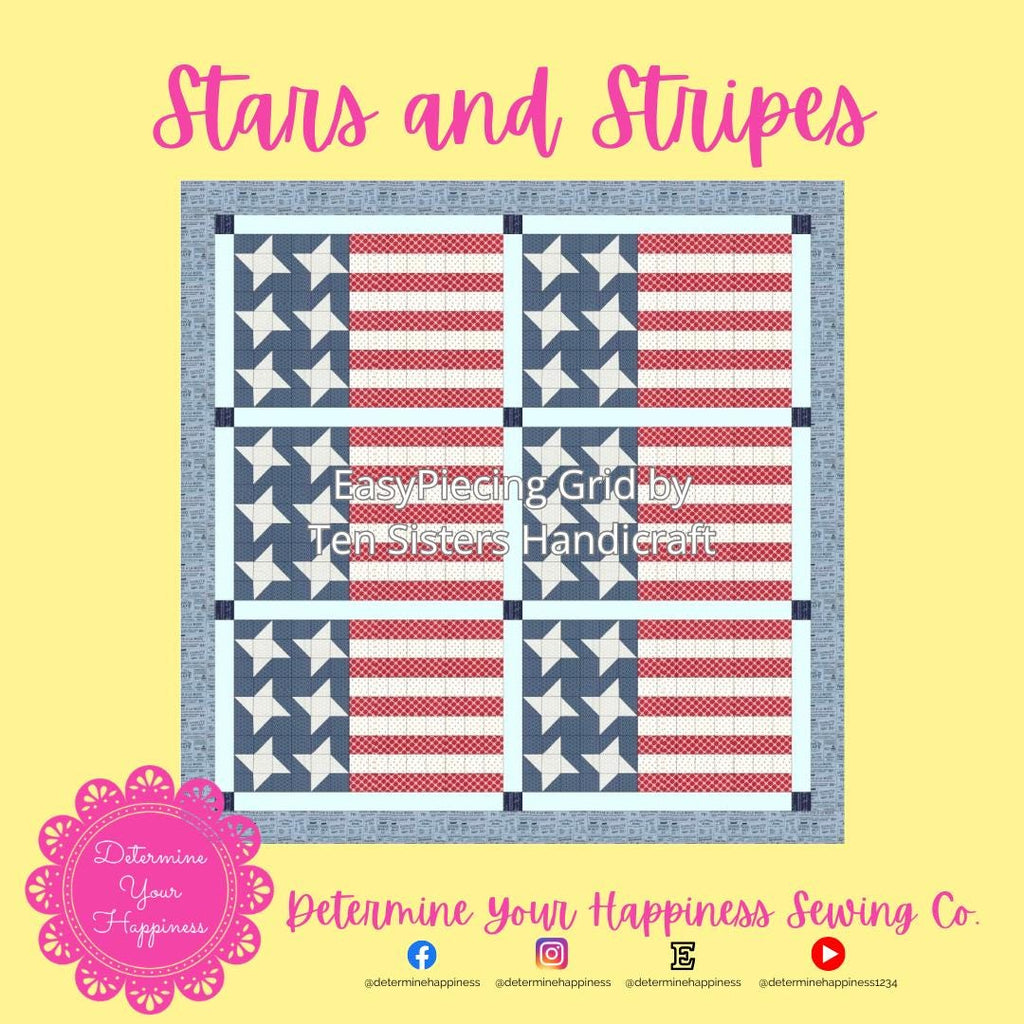 Stars and Stripes Quilt Pattern - Beginner Friendly, Easy Foundation Piecing, Includes EasyPiecing Grid