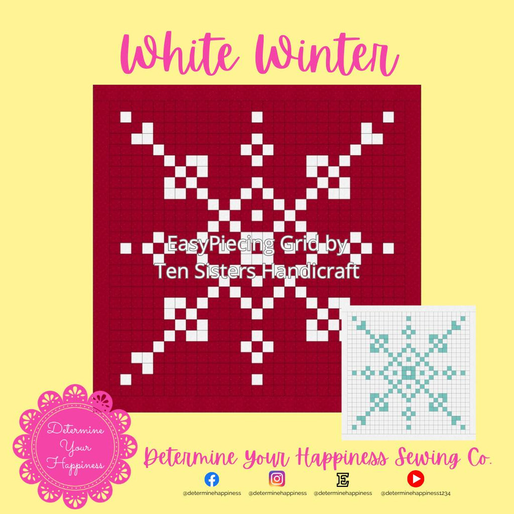 FREE White Winter Quilt Pattern - Beginner Friendly, Easy Foundation Piecing, Includes EasyPiecing Grid