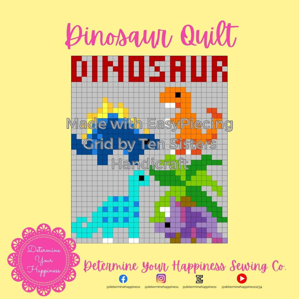 Dinosaurs Quilt Pattern - Beginner Friendly, Easy Foundation Piecing, Includes EasyPiecing Grid